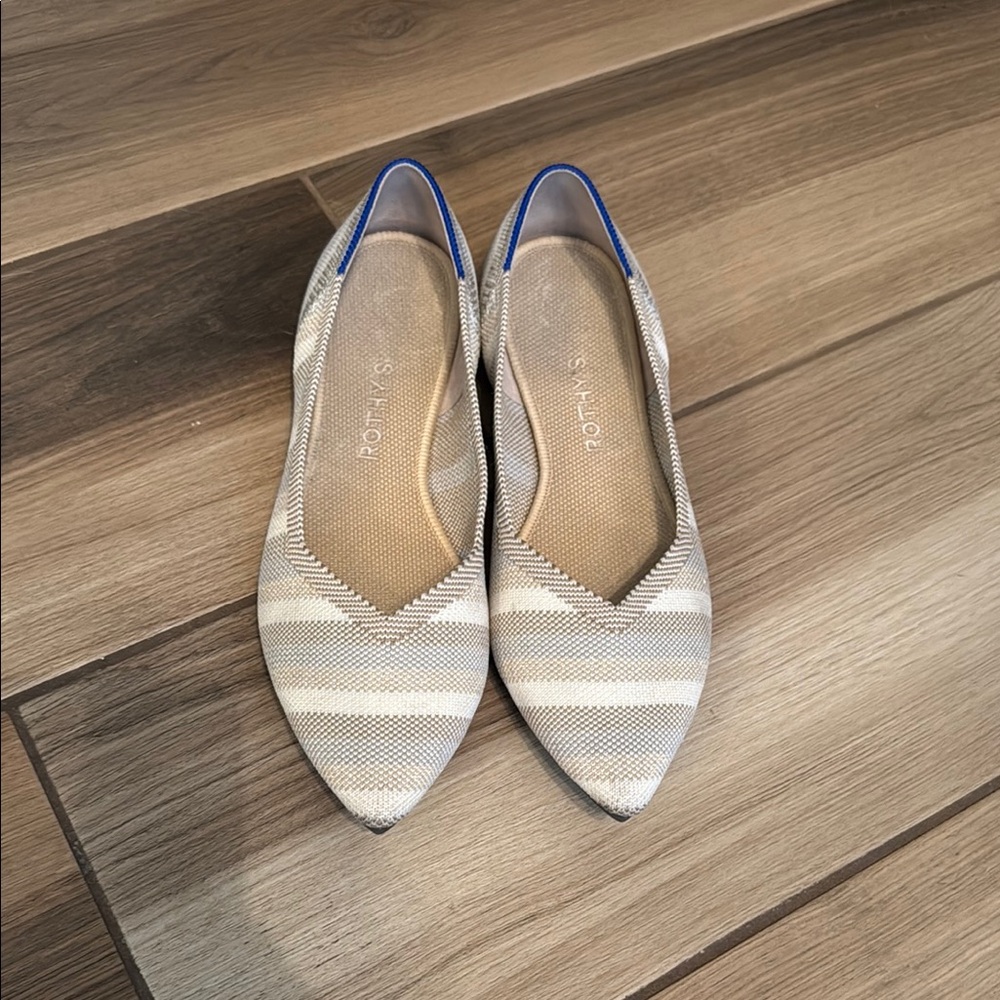 Rothy's Gold Stripe Pointed Flat, Size 9.5